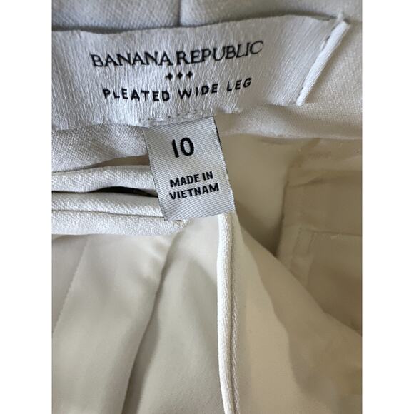 Banana Republic Relaxed Trouser Pleated Wide Leg Pockets Cream Women's Size 10 - Picture 7 of 14